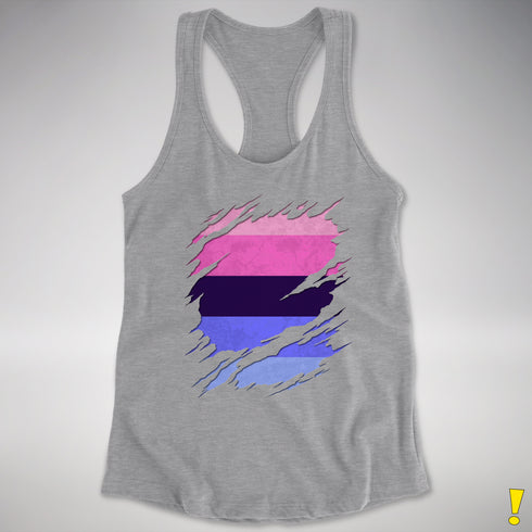 Omnisexual Pride Flag Ripped Reveal Racerback Tank